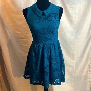 Blue A-line Cocktail Dress with Peter Pan Collar
